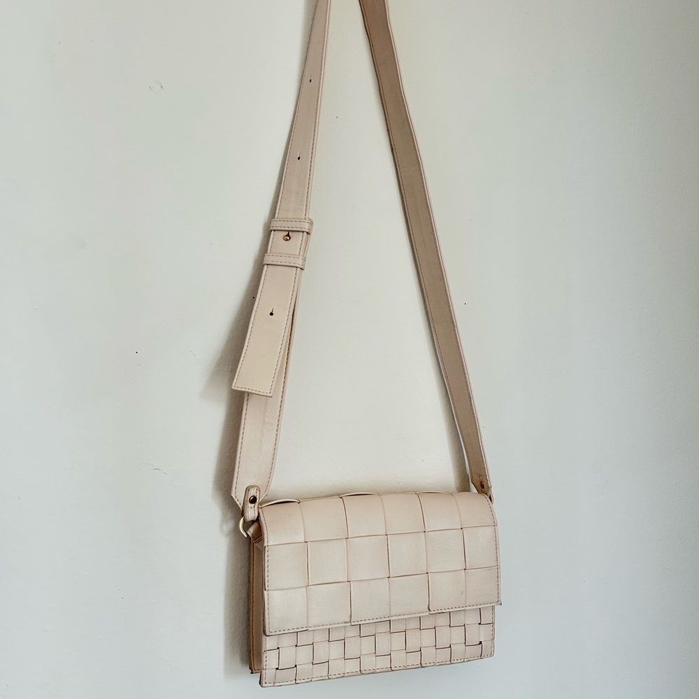 Topshop Cream Crossbody Bag with Geometric Design